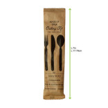 Compostable Bamboo Fiber 3/1 Cutlery Kit With Kraft Bag (Knife, Fork, Spoon) L:7in - 50 pcs Compostable Bamboo Fiber 3/1 Cutlery Kit With Kraft Bag (Knife, Fork, Spoon) L:7in - 50 pcs